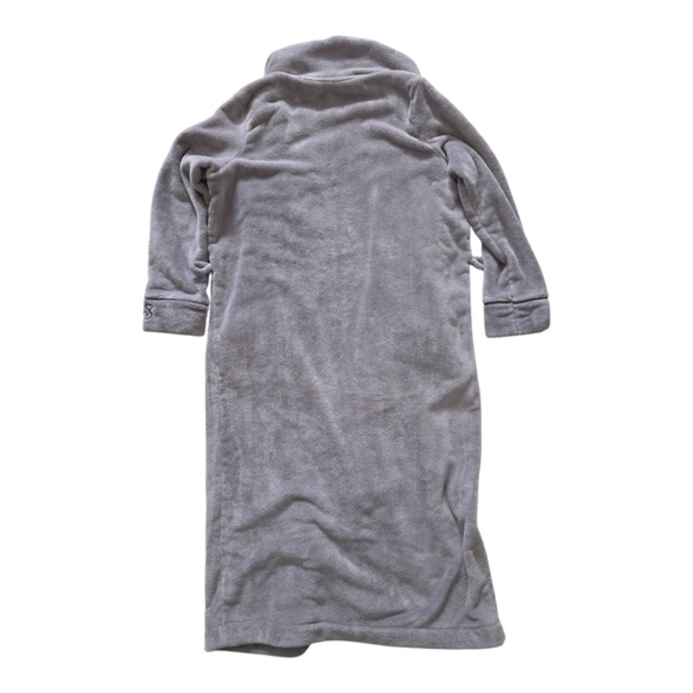 Victoria's Secret Long Robe Large Grey Plush Fleece Shawl Collar Cozy Loungewear - Picture 2 of 8